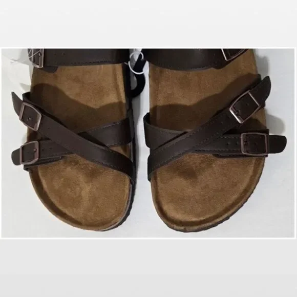 NewโFalls Creek Shoes Womens Sandals Dark Brown Straps Buckles Slip On Size 11 - Picture 8 of 15